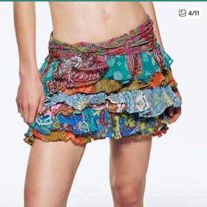 Zara Mini Ruffled Patchwork Skirt